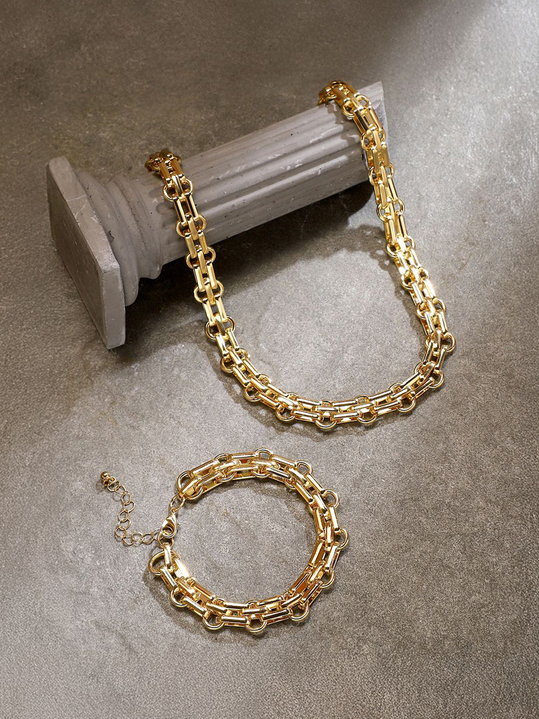 SOHI California Gold-Plated The Chainlink Jewellery Set