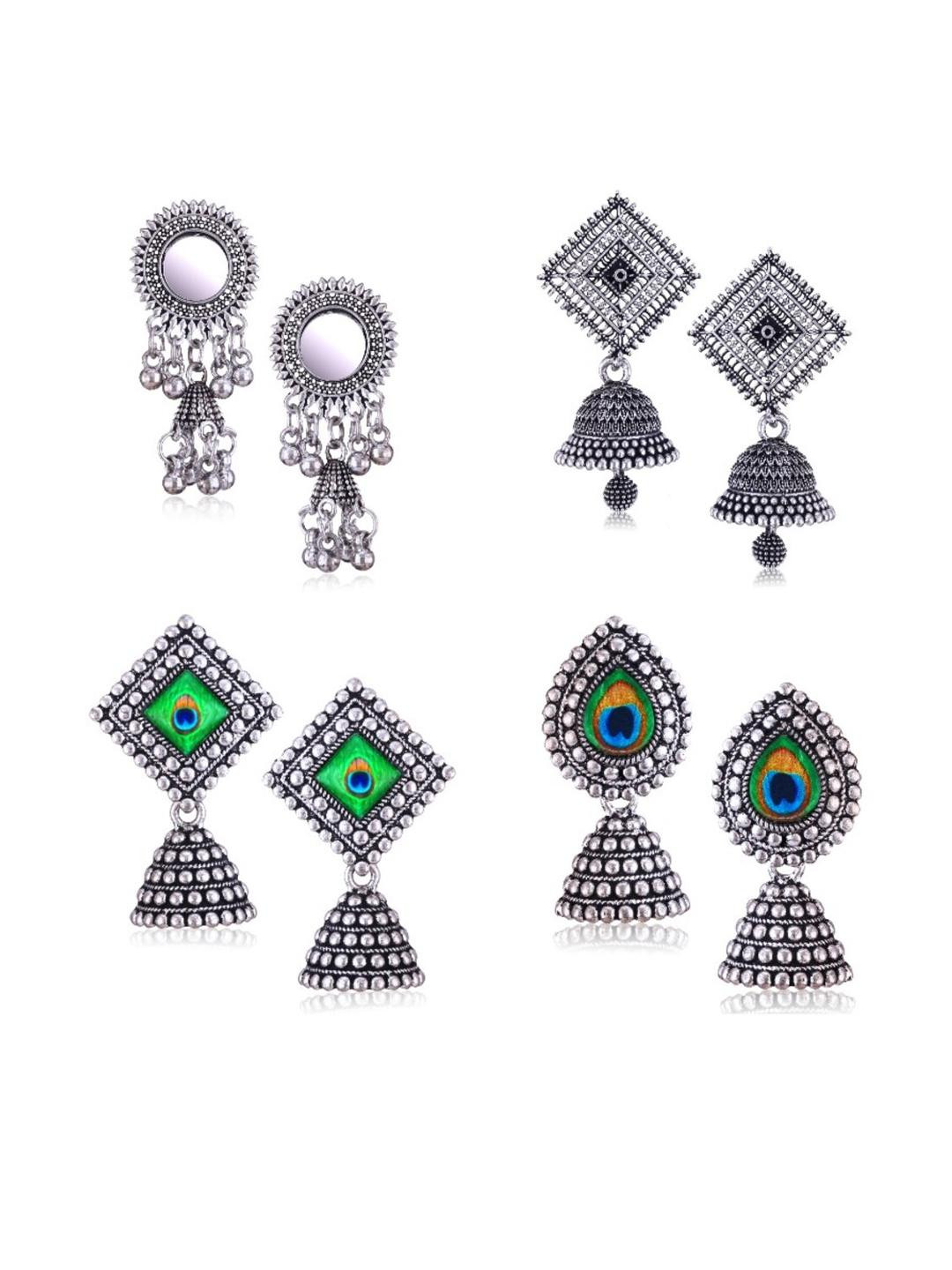 DIVASTRI oxidised Silver Earrings Combo