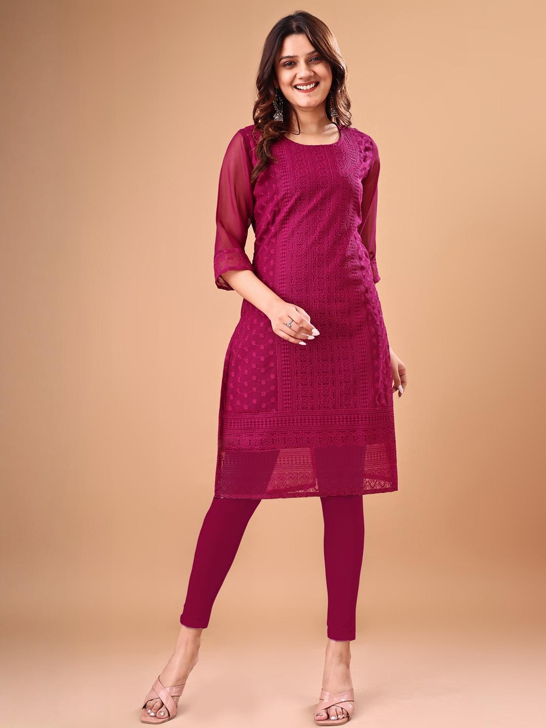 ZAZADIYA IMPEX Embroidered Georgette Chikankari Kurti