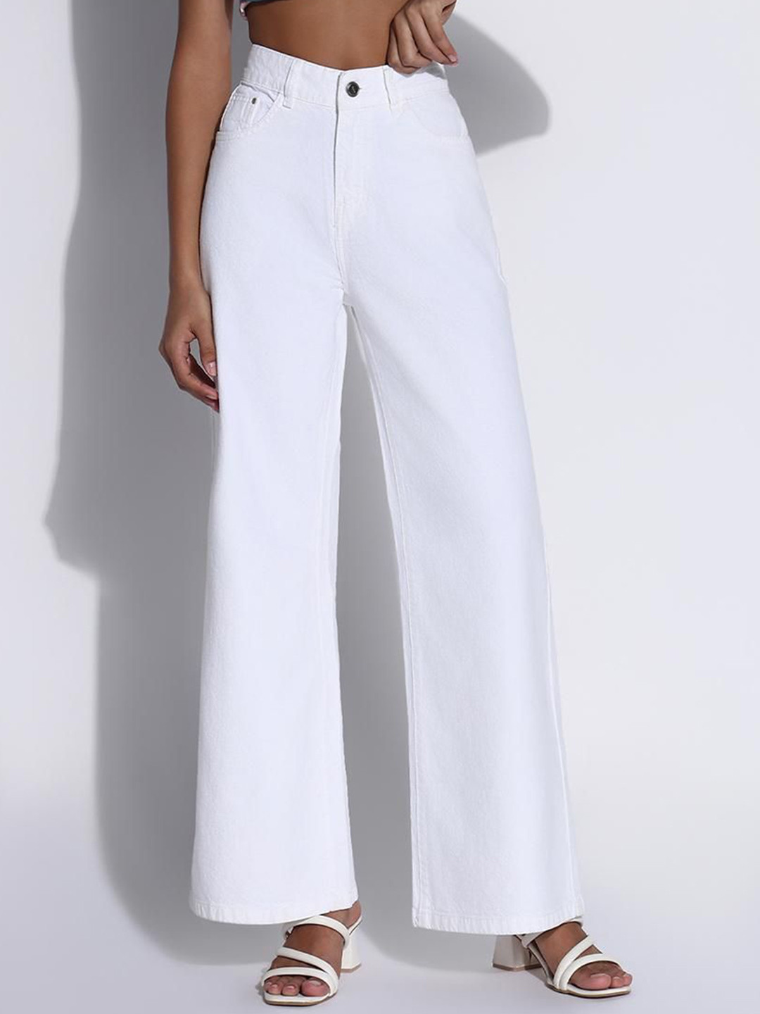 ADBUCKS Women Wide Leg Denim High-Rise Jeans