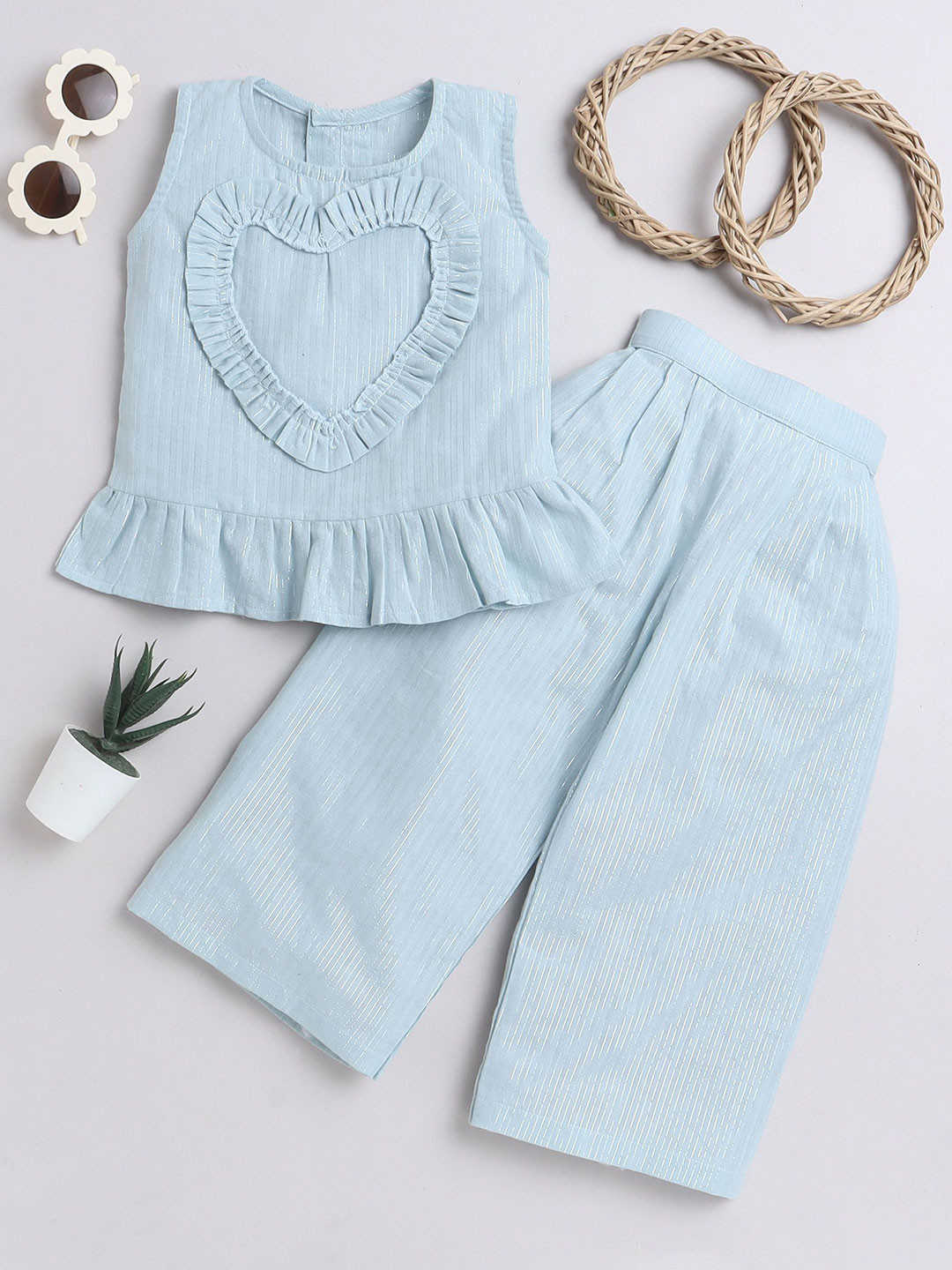 Knitting Doodles Girls Striped Top with Palazzos