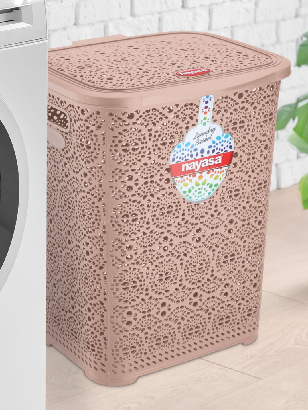 Nayasa Brown Textured Laundry Bag- 64 L