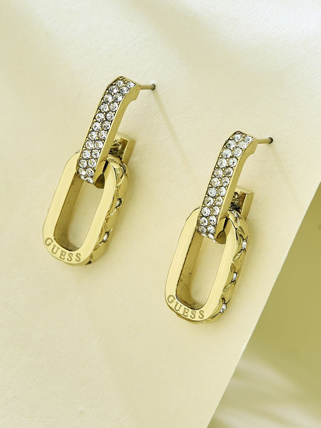 GUESS Women Stylish Gold-Plated Stainless Steel Earrings