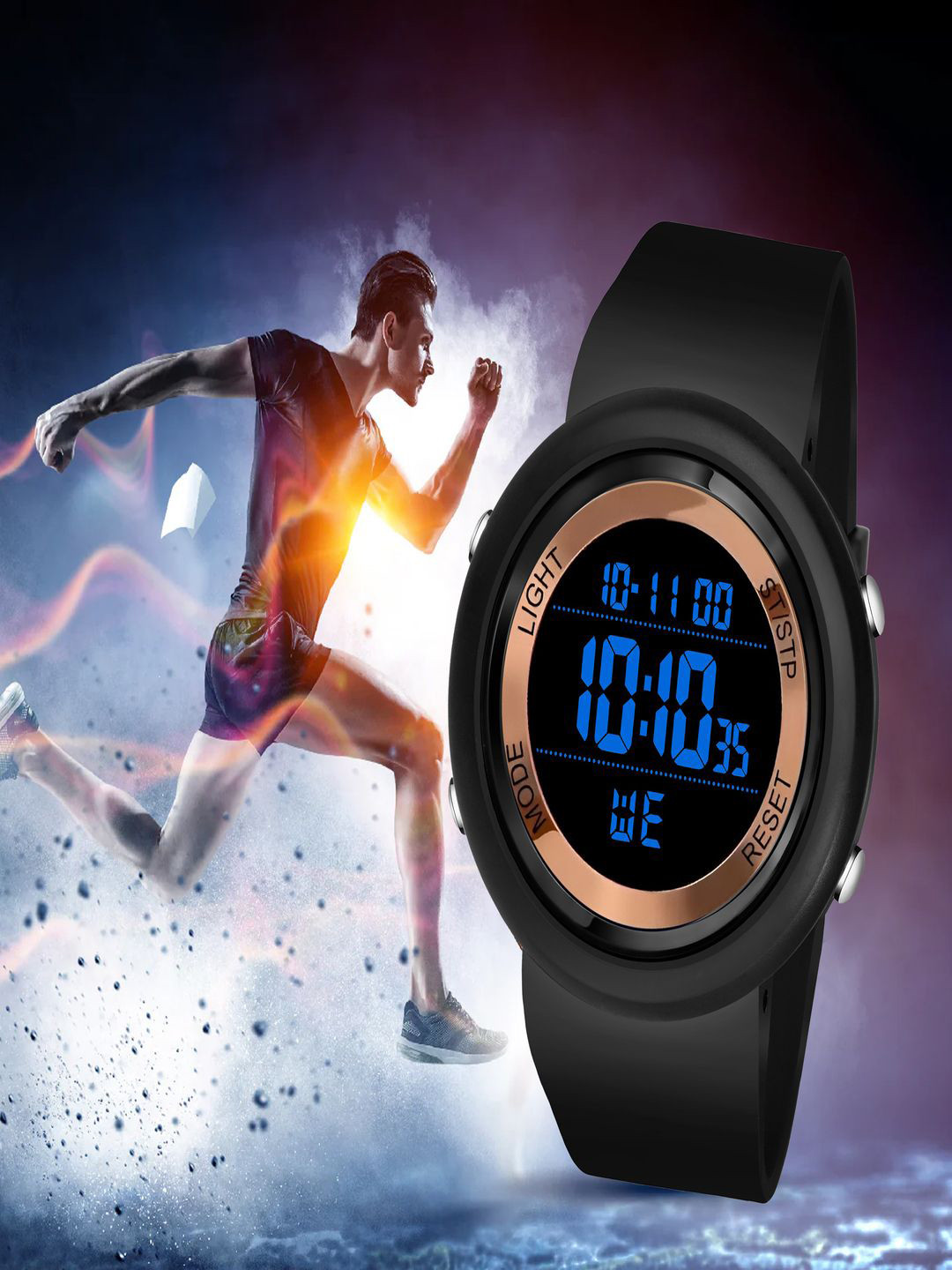 Hala Men Aluminium Dial & Straps Digital Watch LED-BEN-Rose Gold-SQUARE