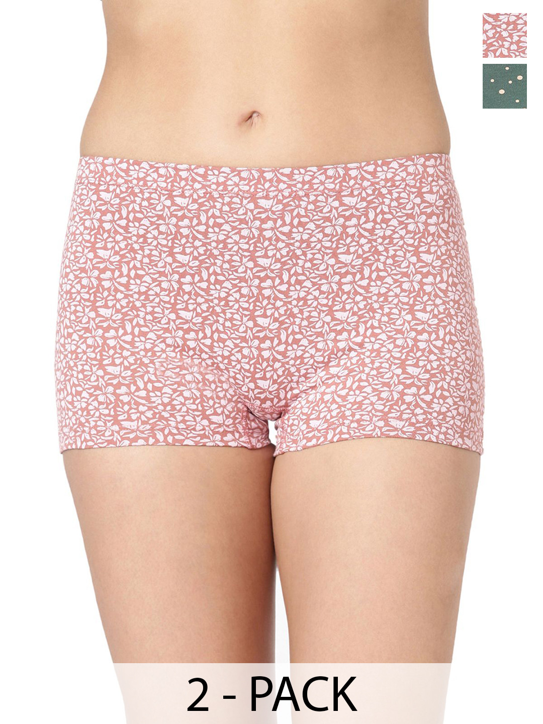 BLOSSOM Pack Of 2 Assorted Printed Boy Shorts Briefs CHIC.PRINT_MIXED_40_2P