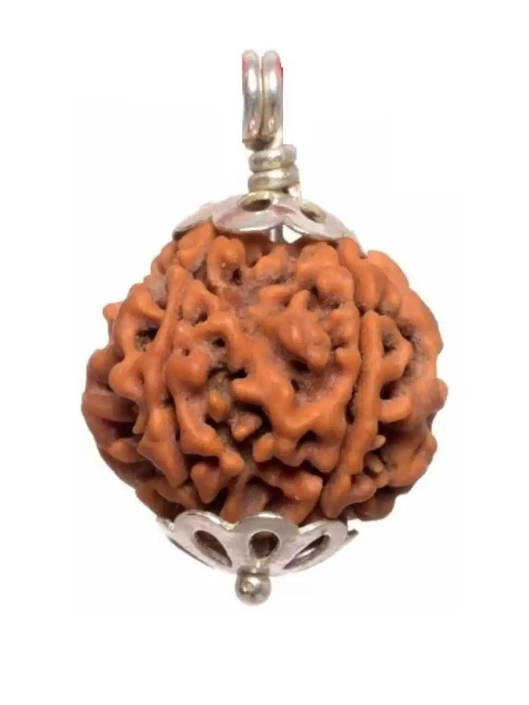 Divine souvenirs Unisex Brown Rudraksha Silver-Plated Pendant