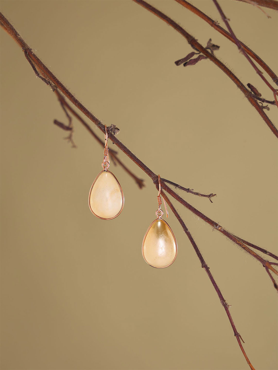 Exotic India Sterling Silver Rose Gold-Plated Pearls Teardrop Shaped Drop Earrings