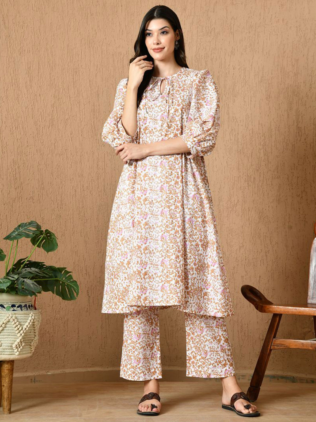 KELIN Maya Women Ethnic Printed Regular Pure Cotton Kurta with Palazzos