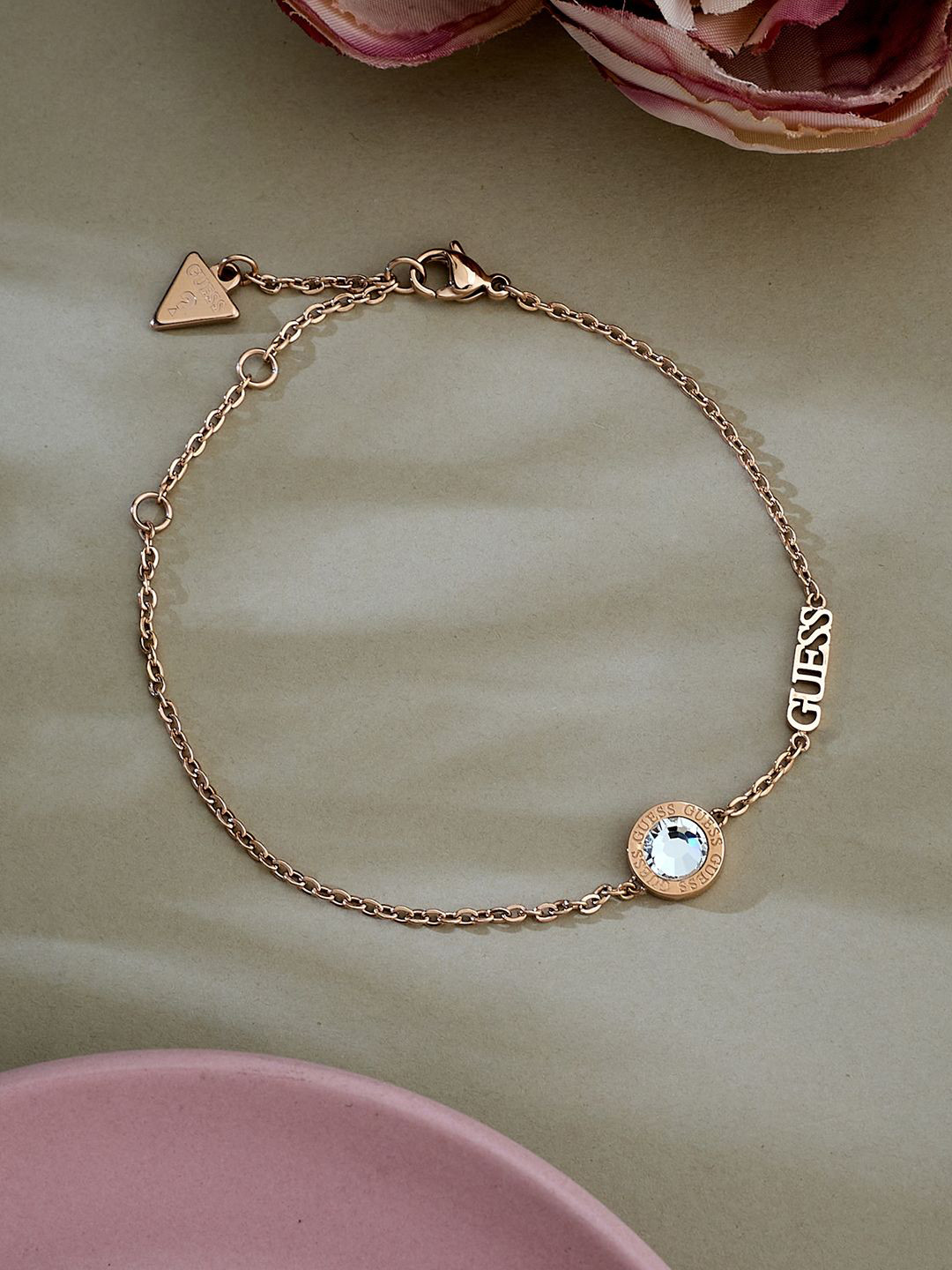 GUESS Color My Day Women Stainless Steel Anti-Tarnish Rose Gold-Plated Chain Barcelet