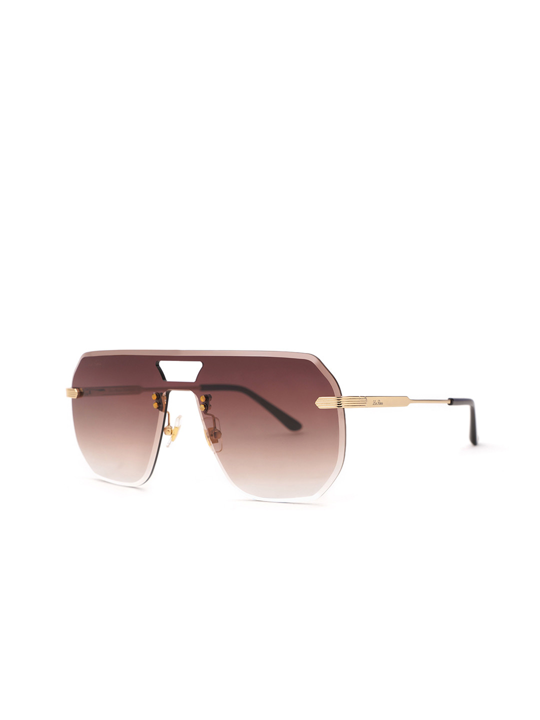 TAMZY Unisex Gold Lens & Gold-Toned Square Sunglasses With UV Protected Lens SHADEZ 01