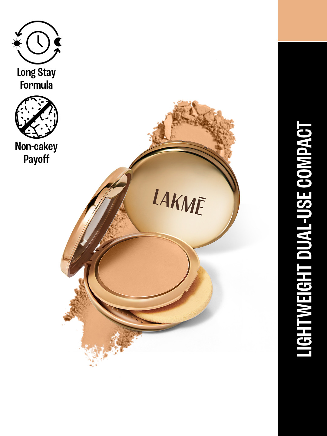 Lakme 9to5 Unreal Dual Cover Pressed Powder 2 In 1 Compact + Foundation  9g - 24 Beige