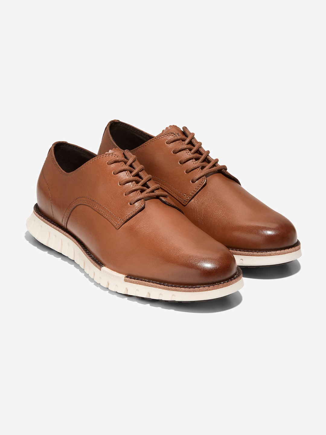 Cole Haan Men ZEROGRAND REMASTERED PLAIN TOE Brown Derby Shoes