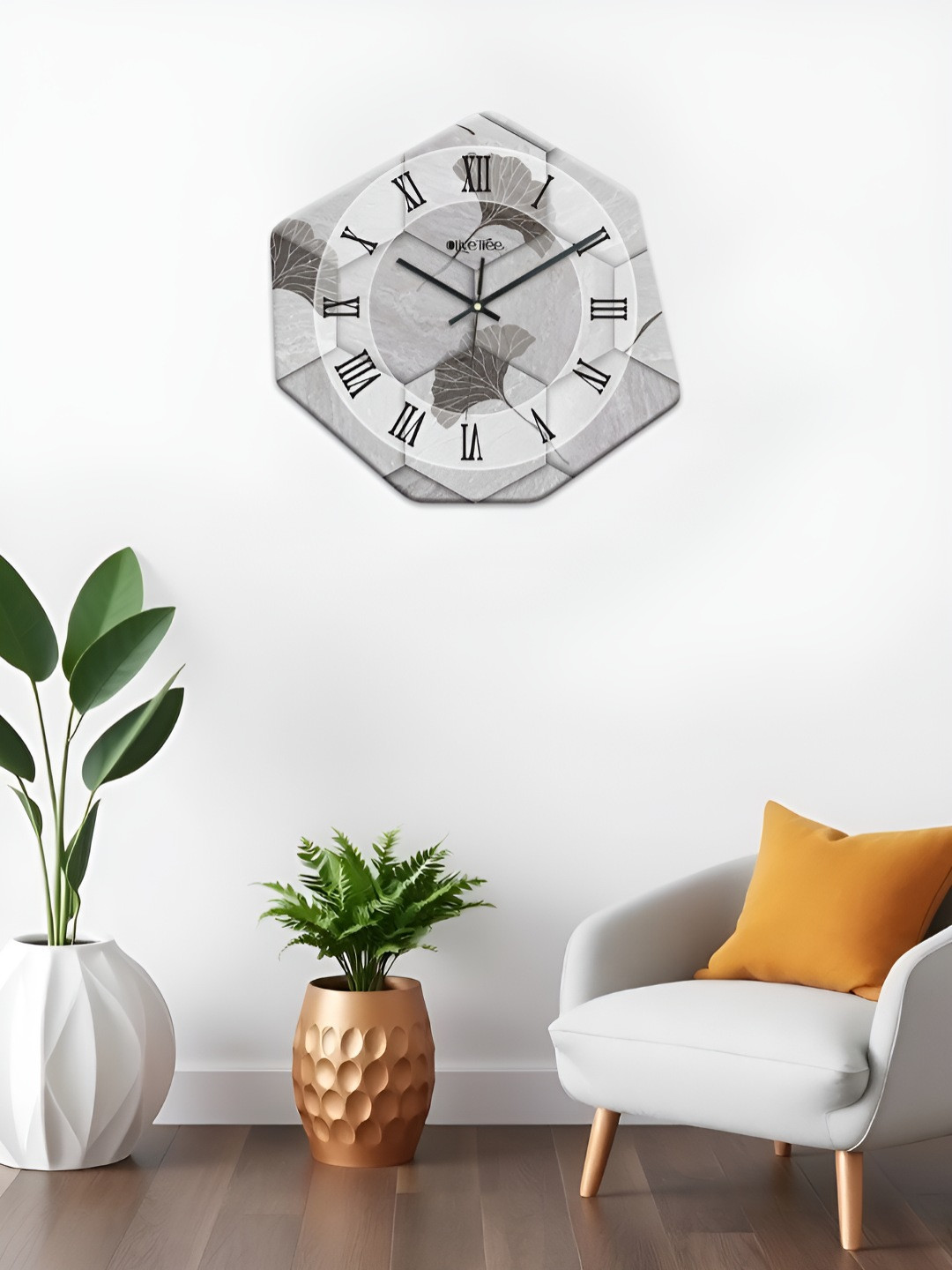 OLIVE TREE Grey & Black Printed Geometric Wall Clock