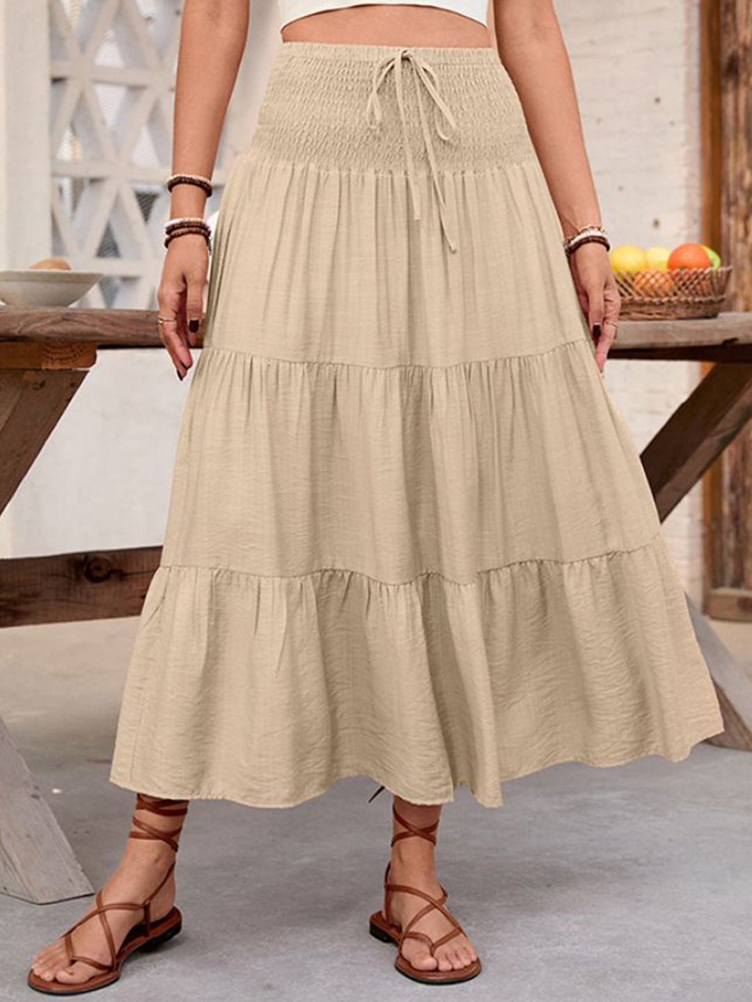 StyleCast Cotton Tiered Midi Skirt
