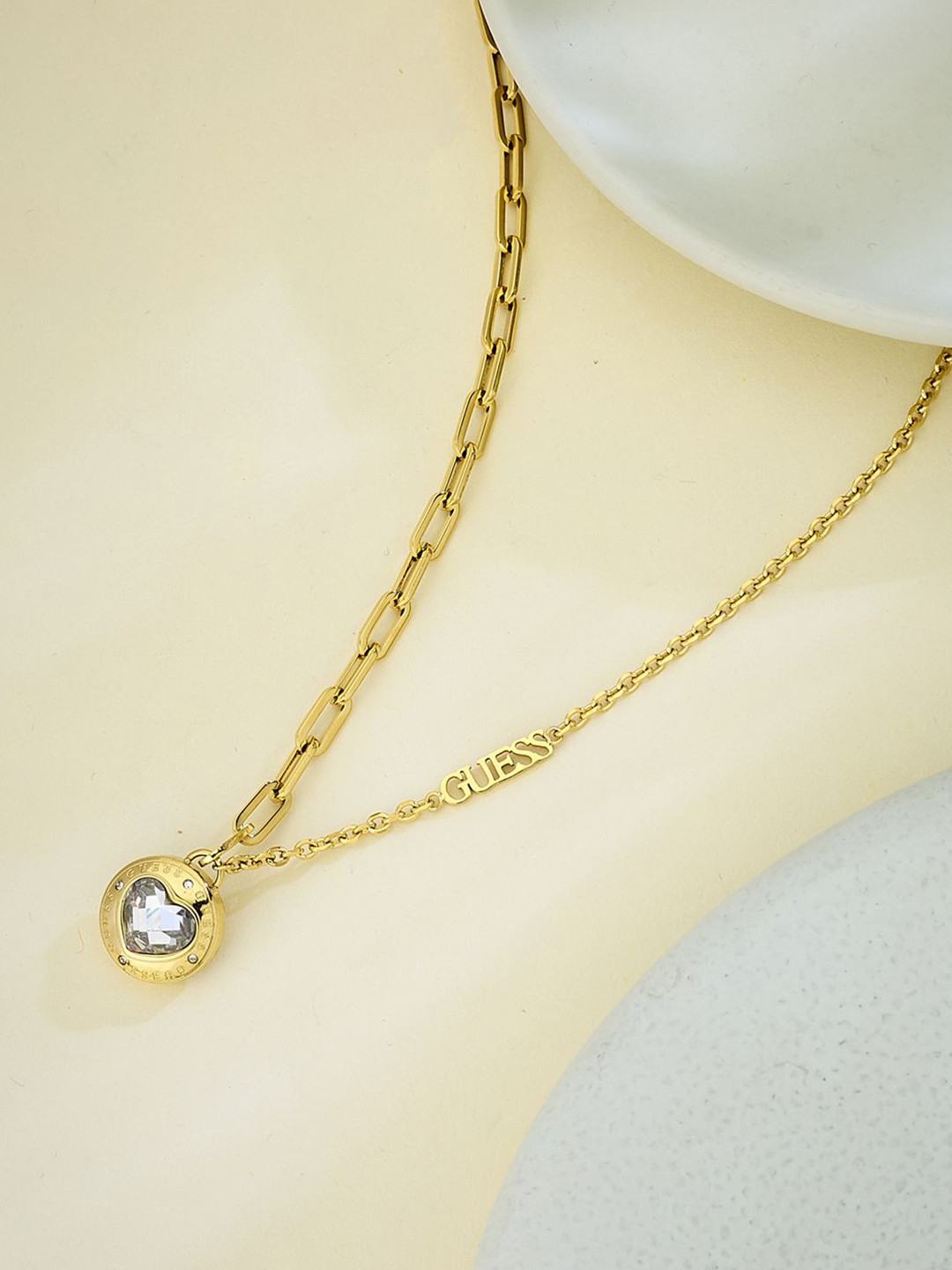 Women Rolling Hearts Gold-Plated Stainless Steel Necklace