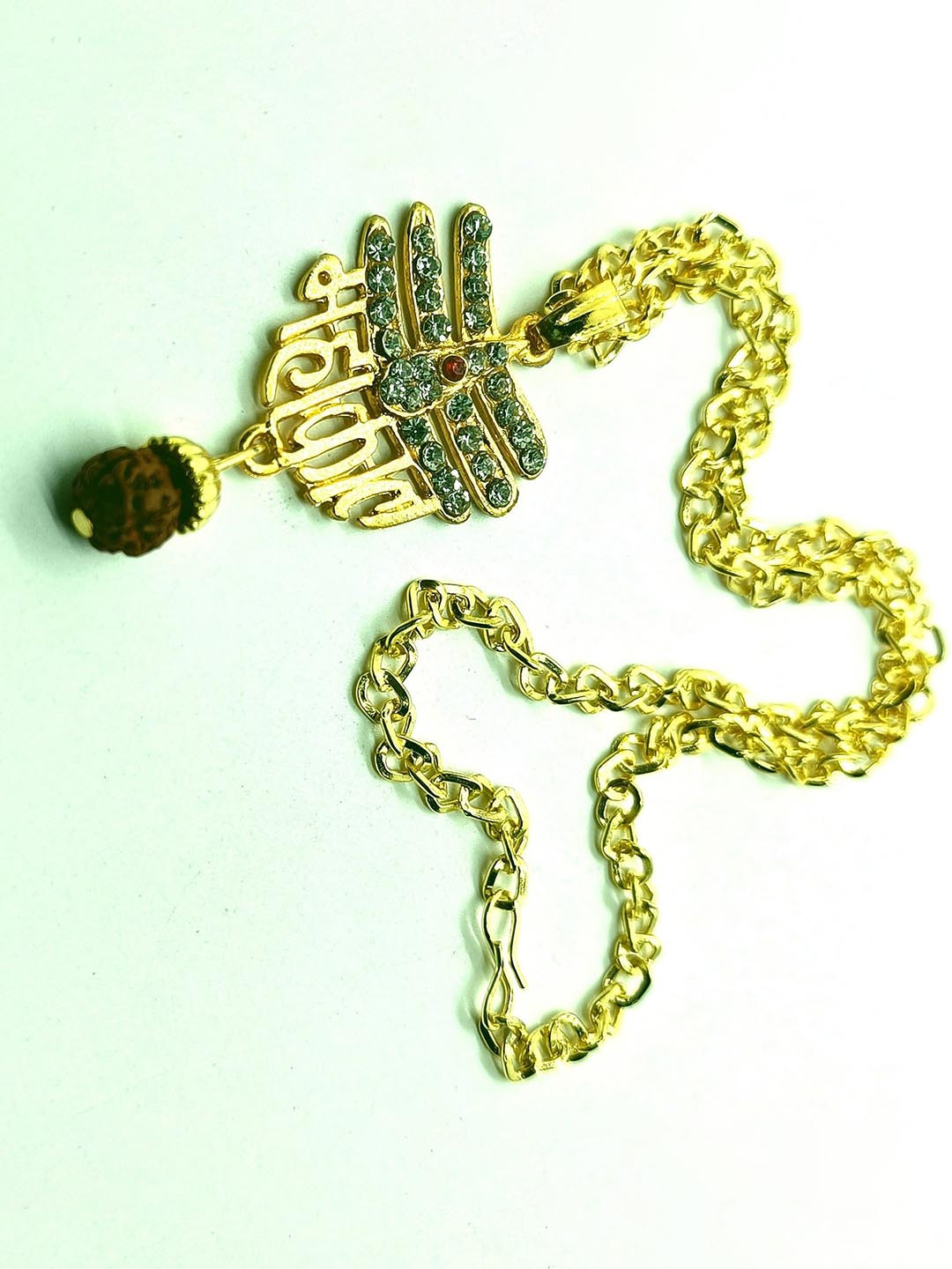 Dynamic Retail Global  Men's Gold Plated Chain With Mahakal Pendant