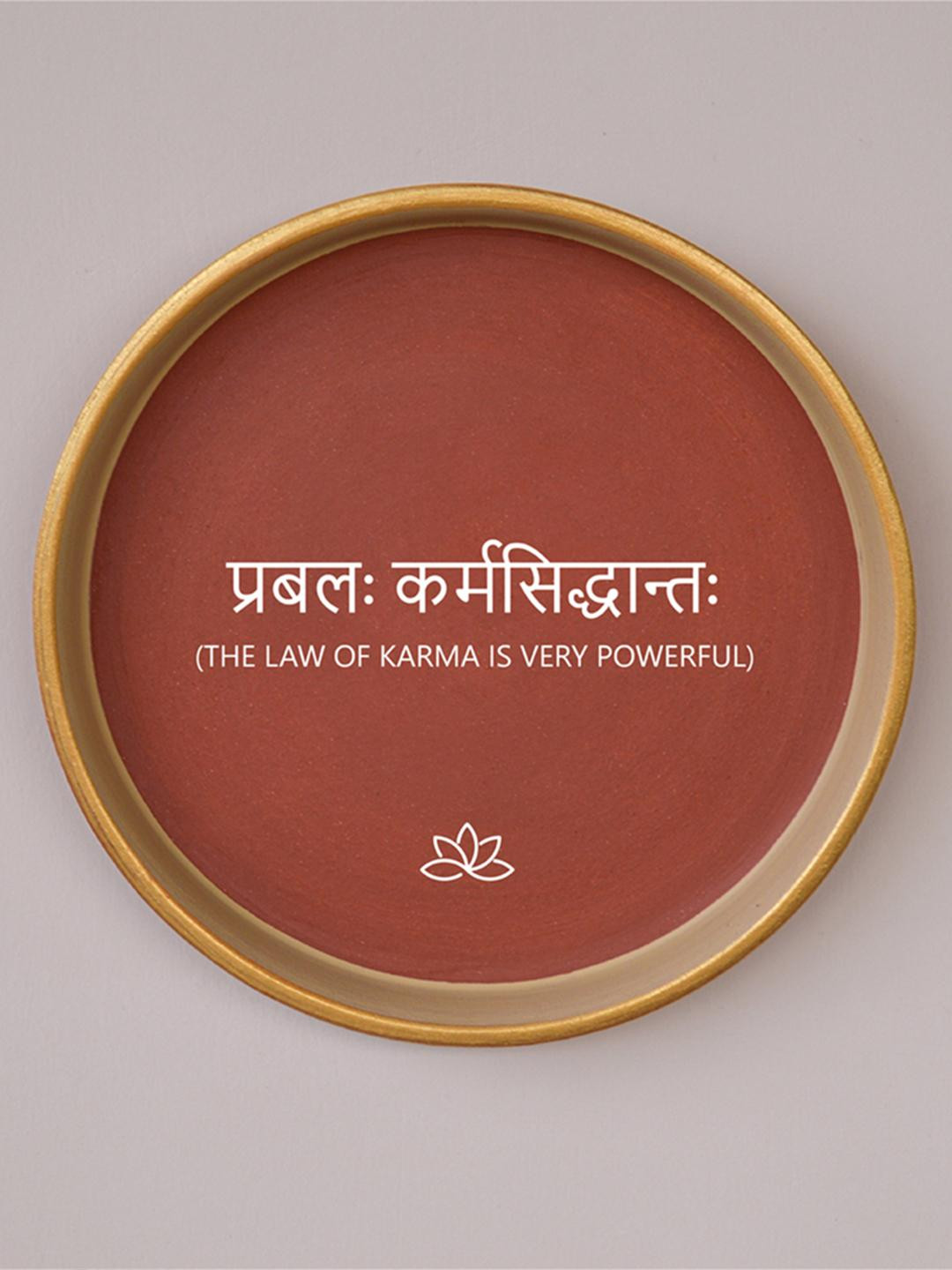 ALMIRO TREE The Law Of Karma Is Very Powerful Clay Glossy Hanging Hall Wall Plates-8In