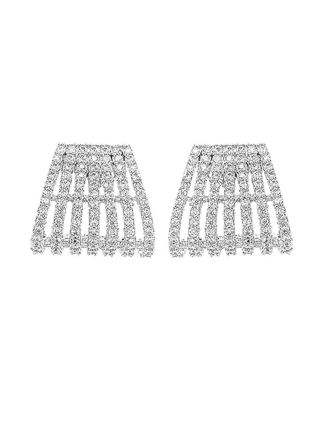 SHI JEWELLERY Silver-Plated American Diamond Studs