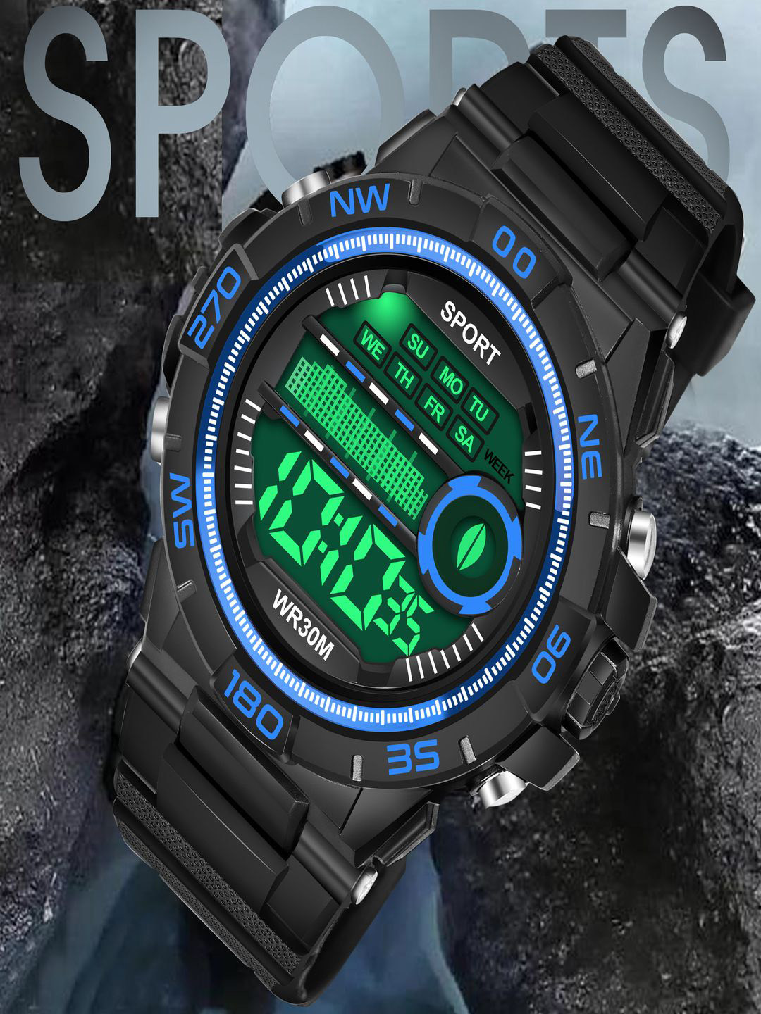 Hala Men Patterned Aluminium Dial & Silicon Straps Digital Watch Hala-1053-Blue