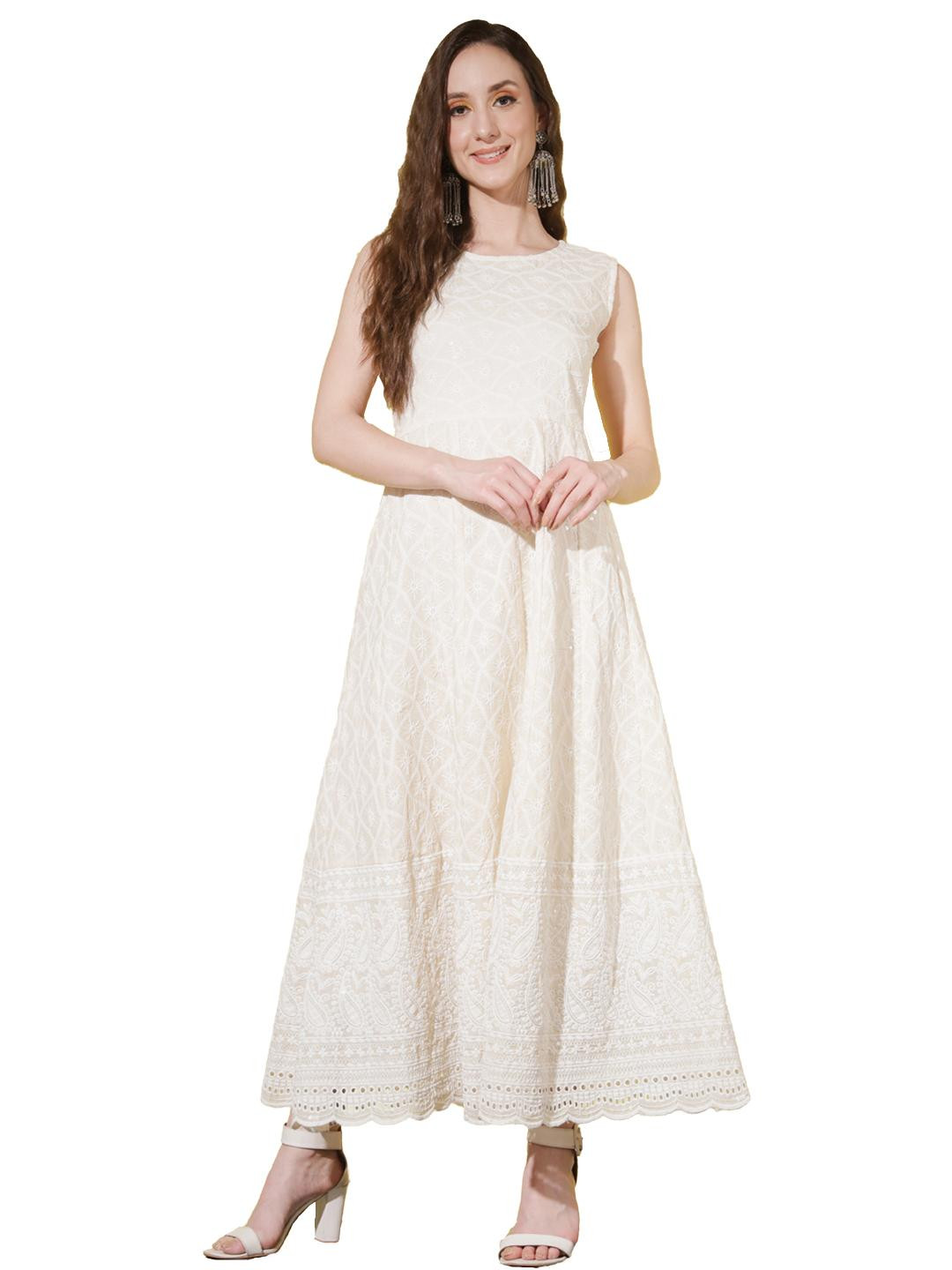 ZAZADIYA IMPEX Ethnic Motifs Embroidered A-Line Ethnic Dresses