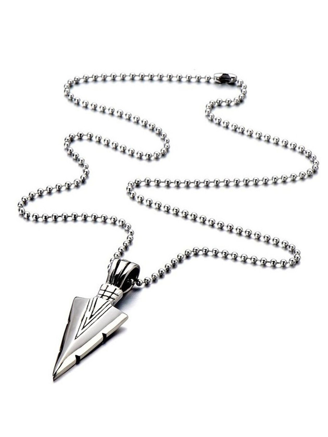 APUNKA D FASHION Unisex Silver-Plated Stainless Steel Arrow-Shaped Pendant With Chain