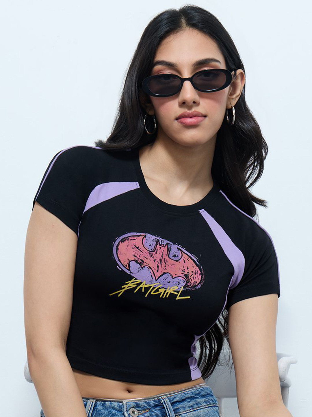 The Souled Store Women DC Batgirl Printed Cotton Crop Top