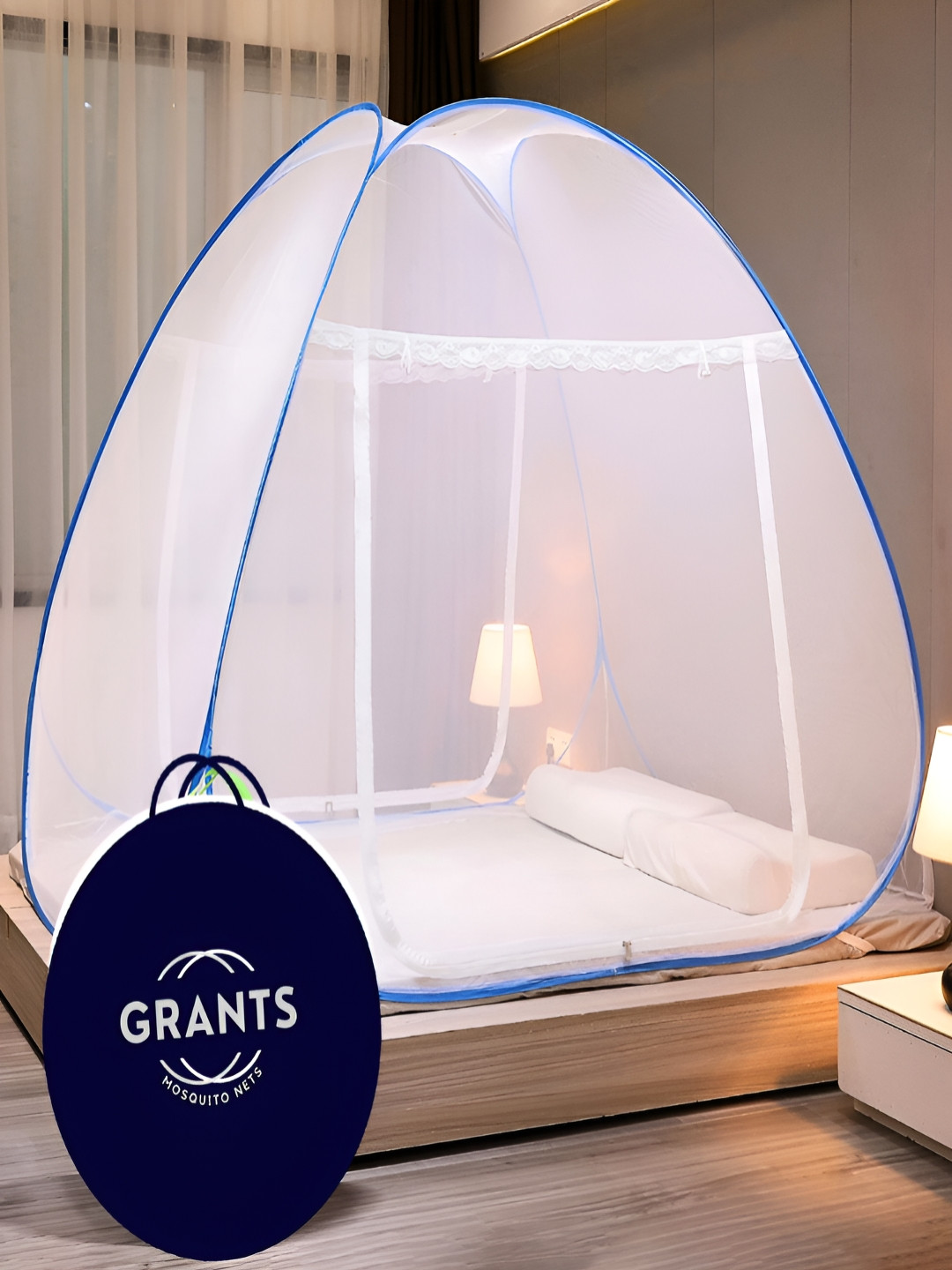 Grants White & Blue Queen Size Tent Mosquito Net