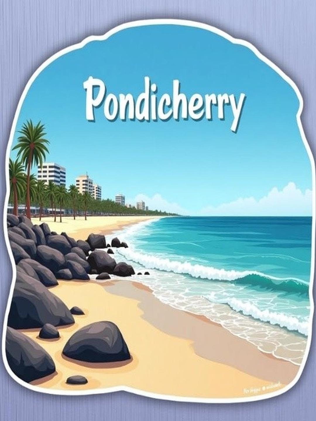 Pondicherry Country Theme Souvenir Wooden Refrigerator Stylish Fridge Magnet