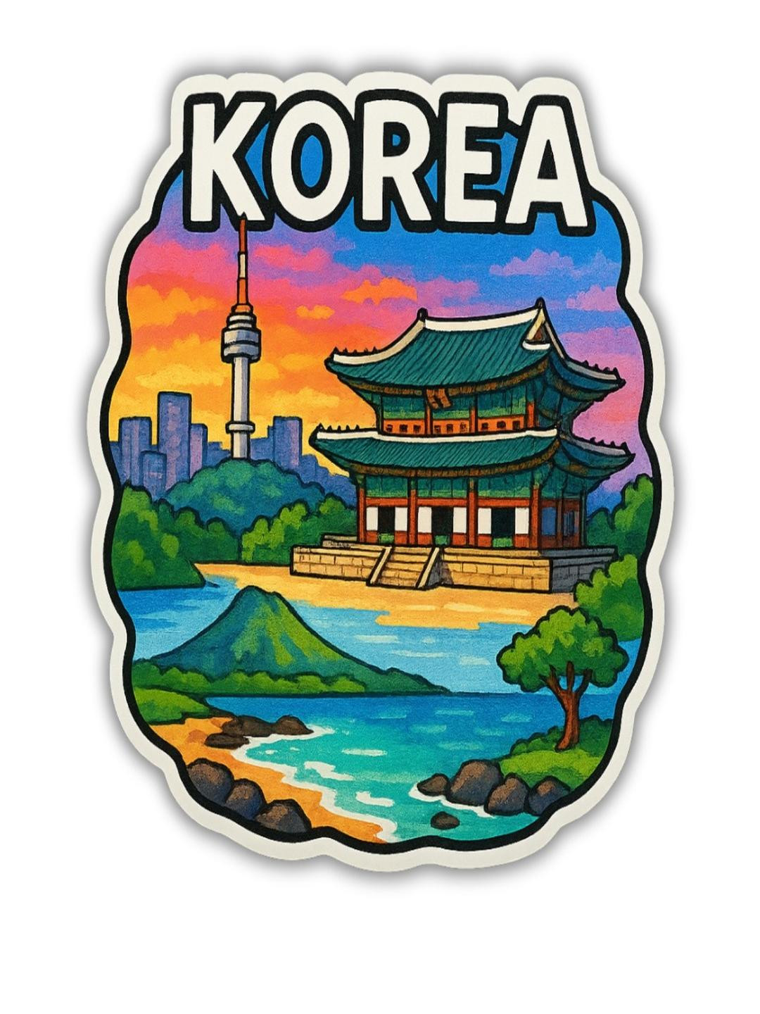 South Korea Country Theme Souvenir Wooden Refrigerator Stylish Fridge Magnet