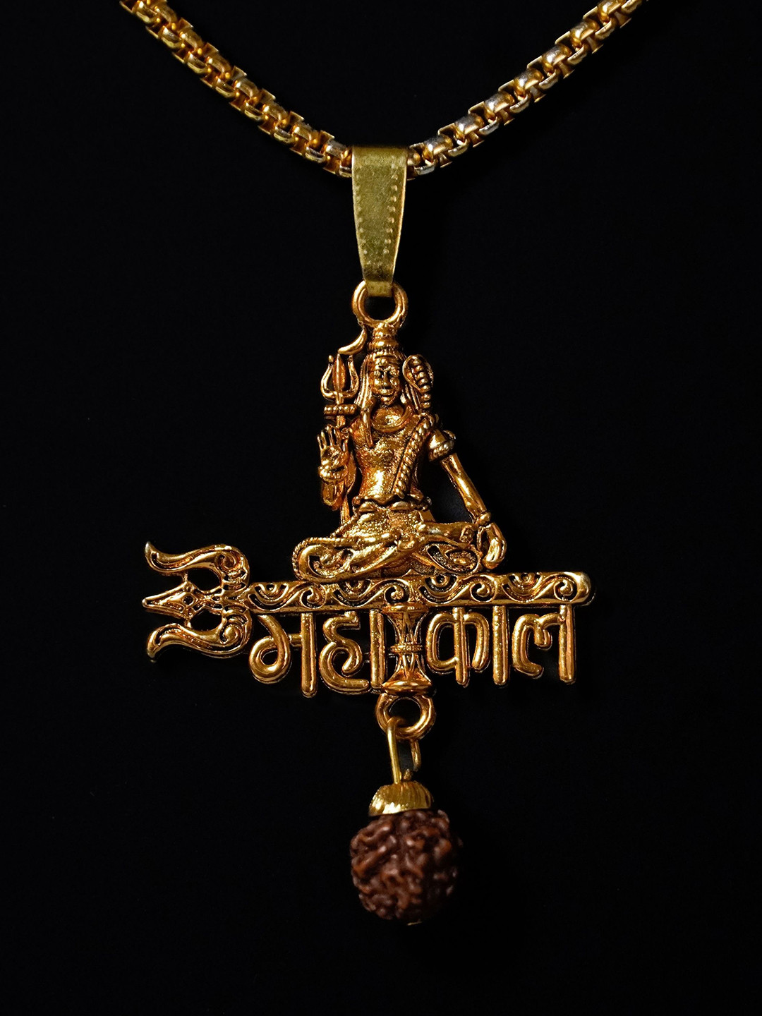 Japam Golden Shiva Rudraksha Mahakal Pendants With Chains