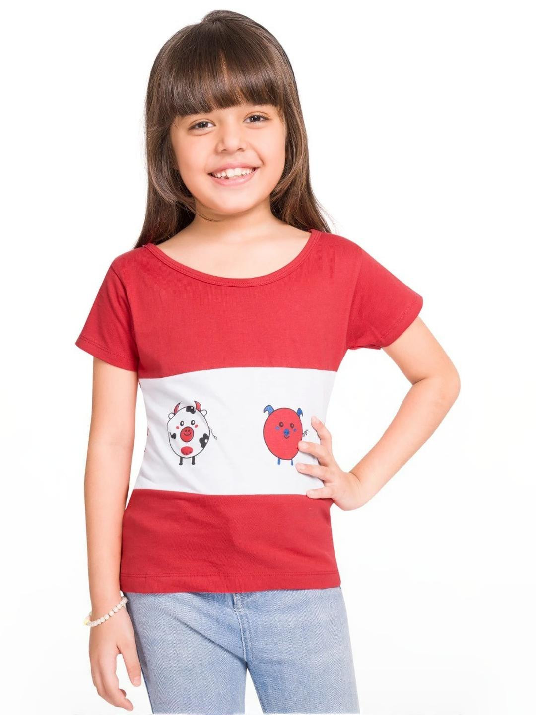Little funky Girls Printed Pure Cotton T-shirt