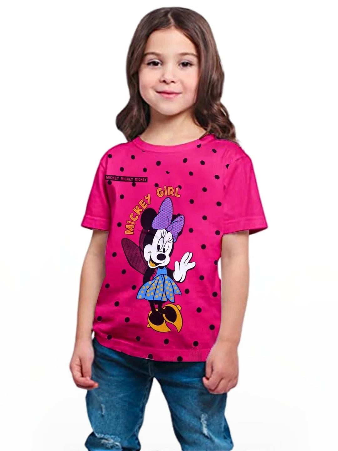 Little funky Girls Mickey Mouse Printed Pure Cotton T-shirt