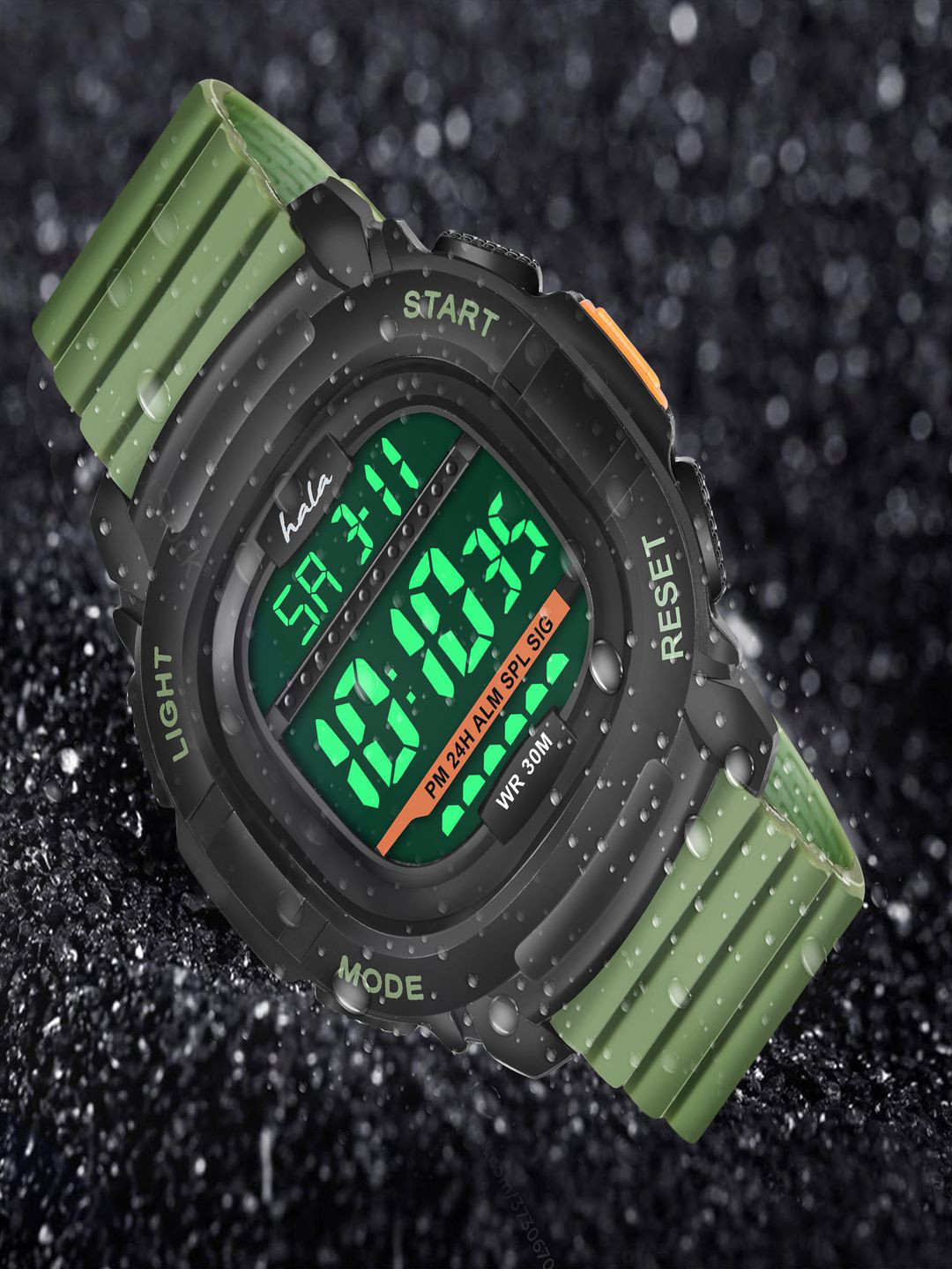 Hala Men Silicon Straps Analogue and Digital Watch Hala-1050-Green