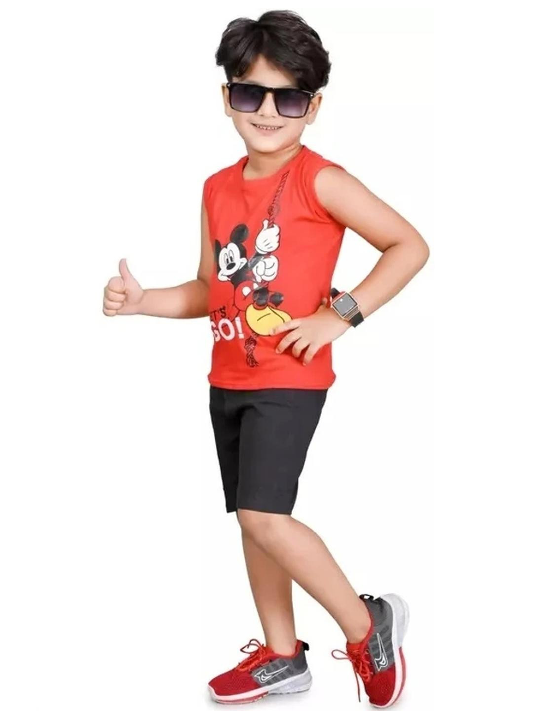 MUSNAH GARMENTS Red Cotton Blend Clothing Set