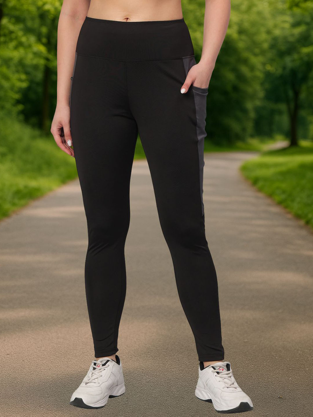 Unicus Apparel Colourblocked High-Rise Ankle-Length Gym Tights