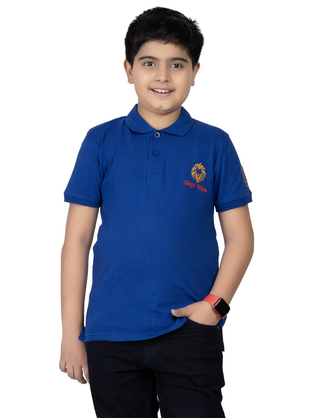 DIEGO FELIPE Boys Polo Collar Pure Cotton T-shirt
