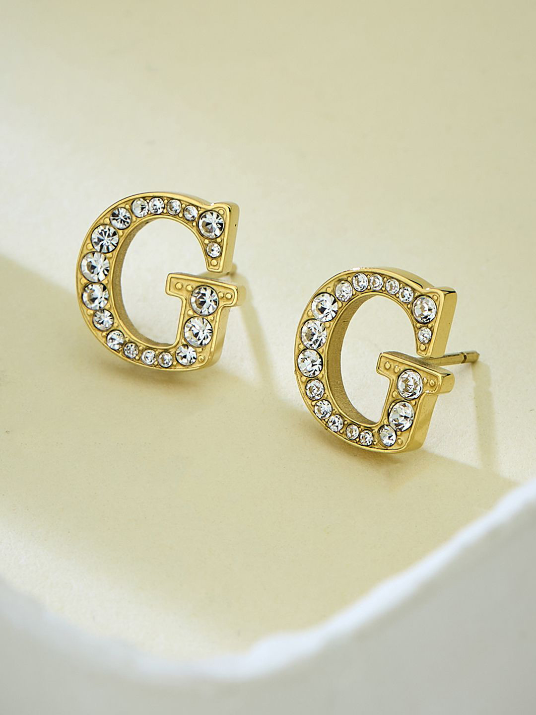 GUESS Women Studs Party Gold-Plated Stainless Steel Earrings