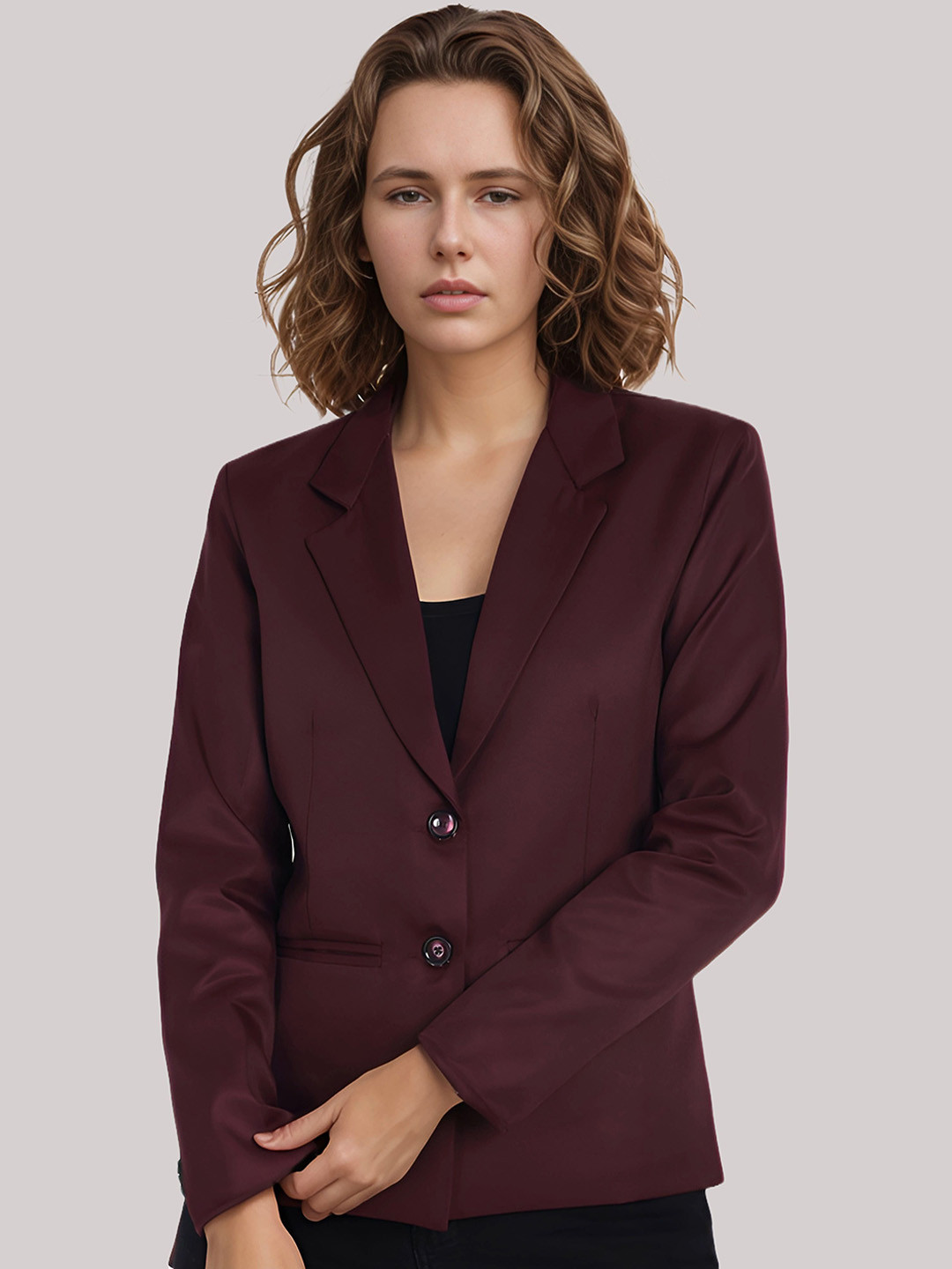 Rocksy Notched Lapel Long Sleeve Single Breasted Blazer