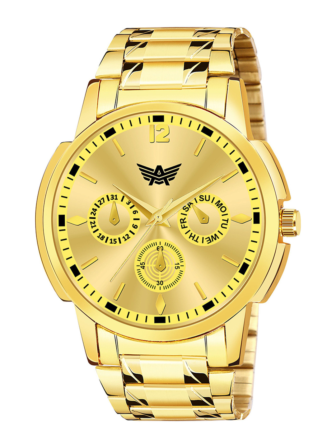 Abrexo Men Stainless Steel Bracelet Style Straps Analogue Watch Abx-440 Gold plus 5003