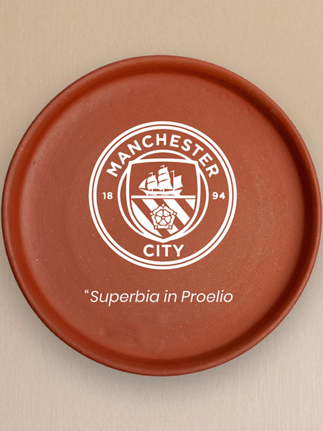 ALMIRO TREE Wall Plate with Football - Manchester City Clay Glossy Hall Wall Plates-8In