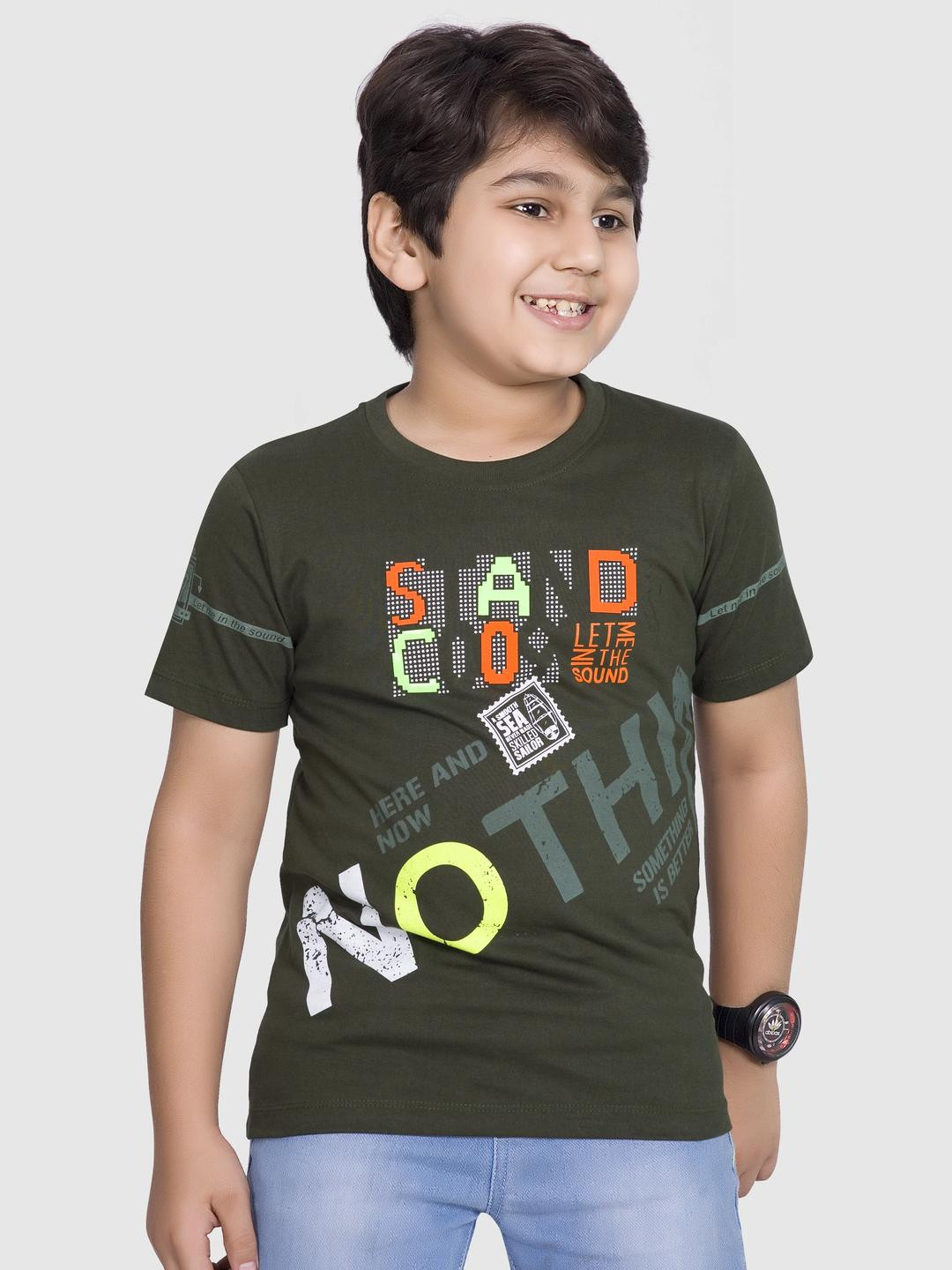 Little funky Boys Olive Tshirts