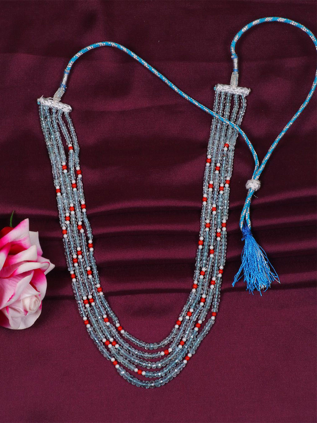 Raj Gems Natural Aquamarine & Gemstone Faceted Beaded Necklace Jewellery