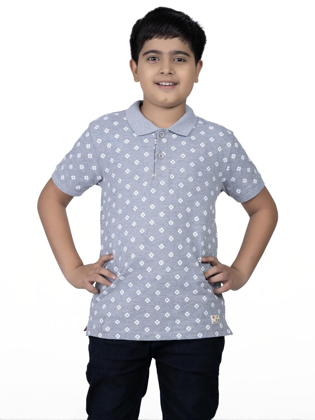 DIEGO FELIPE Boys Polo Collar Pure Cotton T-shirt