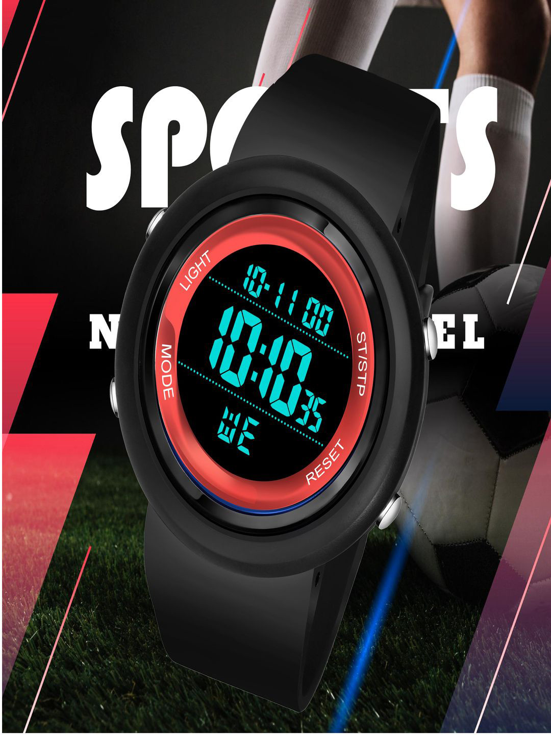 Hala Men Aluminium Printed Dial & Bracelet Style Straps Digital Watch RED-BEN-WT-56