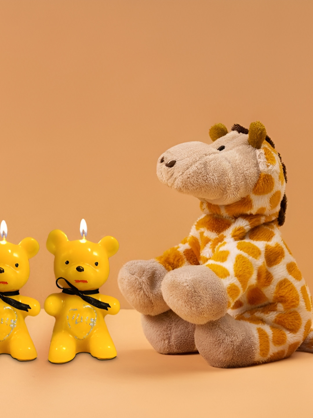 PEEPALCOMM Cute Teddy Bear 4Pcs Smokeless Scented Solid Cartoon Regular Pillar Candles