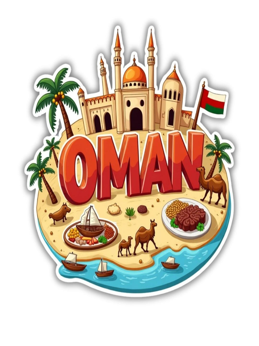 Oman Country Theme Souvenir Wooden Refrigerator Stylish Fridge Magnet