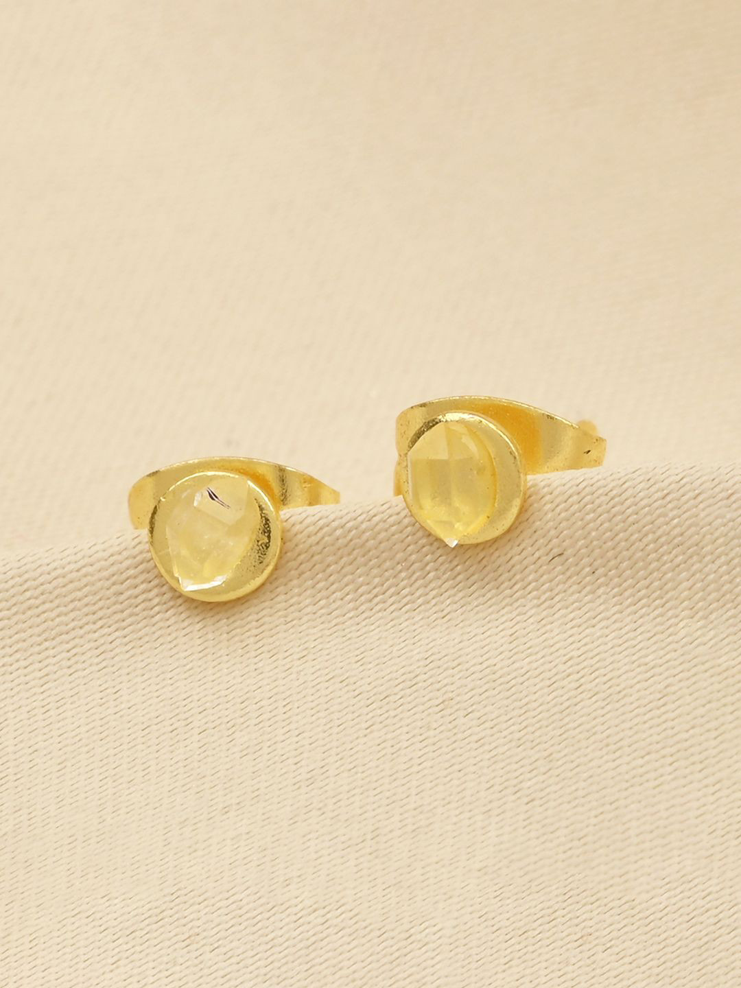 La Vita Gold Plated Crystals Studded Circular Shaped Studs