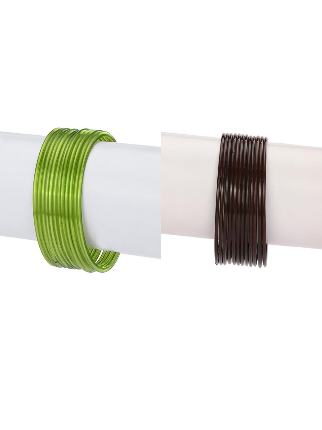 1ST TIME Brown ,Green Set of 2 Alloy Bangle