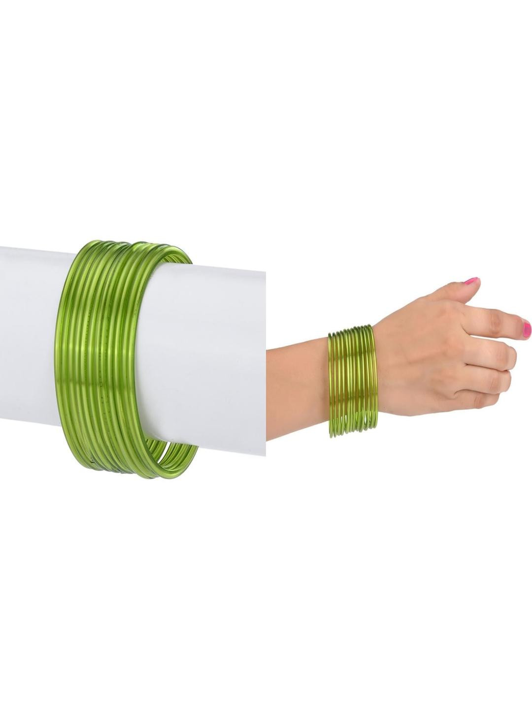 1ST TIME Adults-Women Green Set of 24 Alloy Bangles