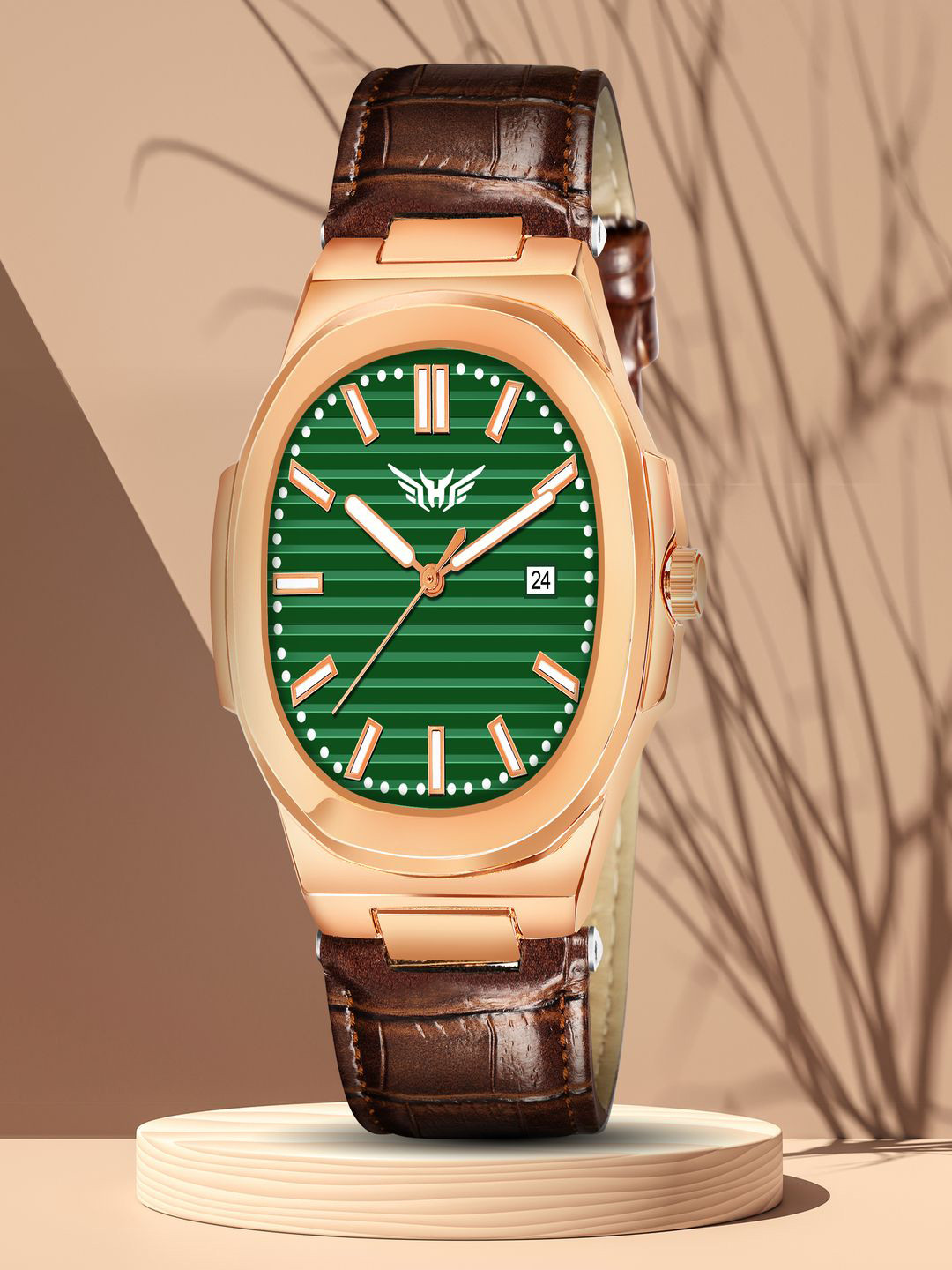 Hala Men Patterned Dial & Straps Analogue Watch PP-3100-Green Brown